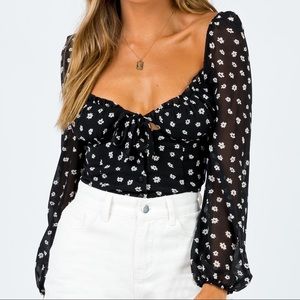 Black and White Floral Blouse